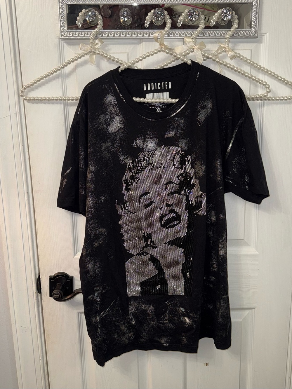 Addicted Black Tee Rhinestone Marilyn Monroe ICONIC